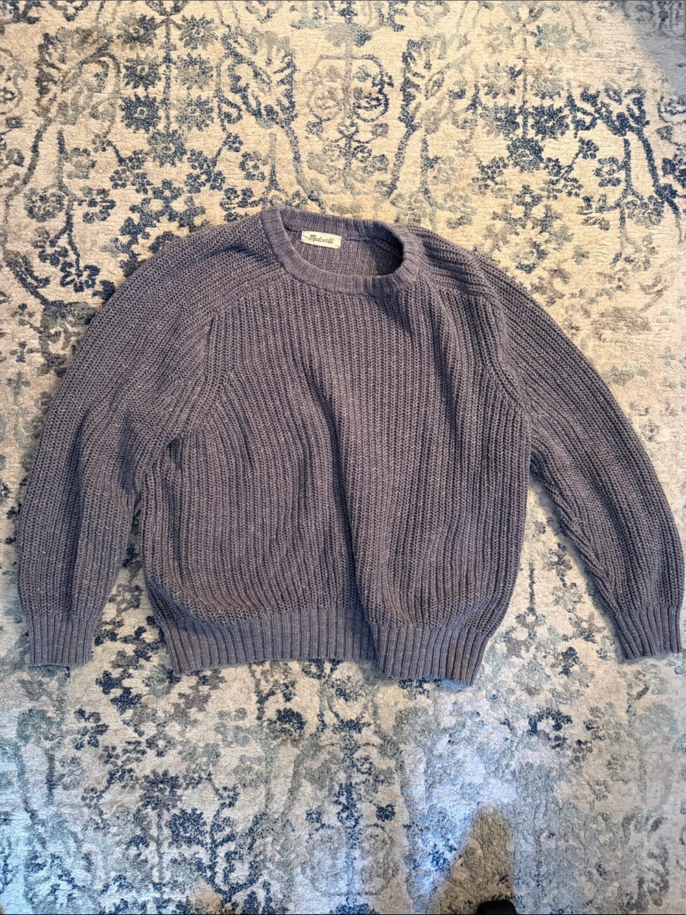 Madewell Lavender-Gray Chunky Crewneck Sweater